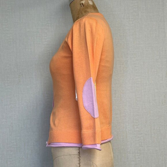 NWT Deadstock 2000s Coquette Color Blocked Elbow Patch Cardigan Sweater Large - Picture 3 of 4